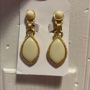 Elegant Gold and Cream Drop Earrings